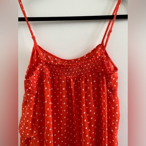 Forever 21 Orange & White Polka Dot Ruffle Tiered Blouse Size L New W/O Tag - Picture 5 of 5